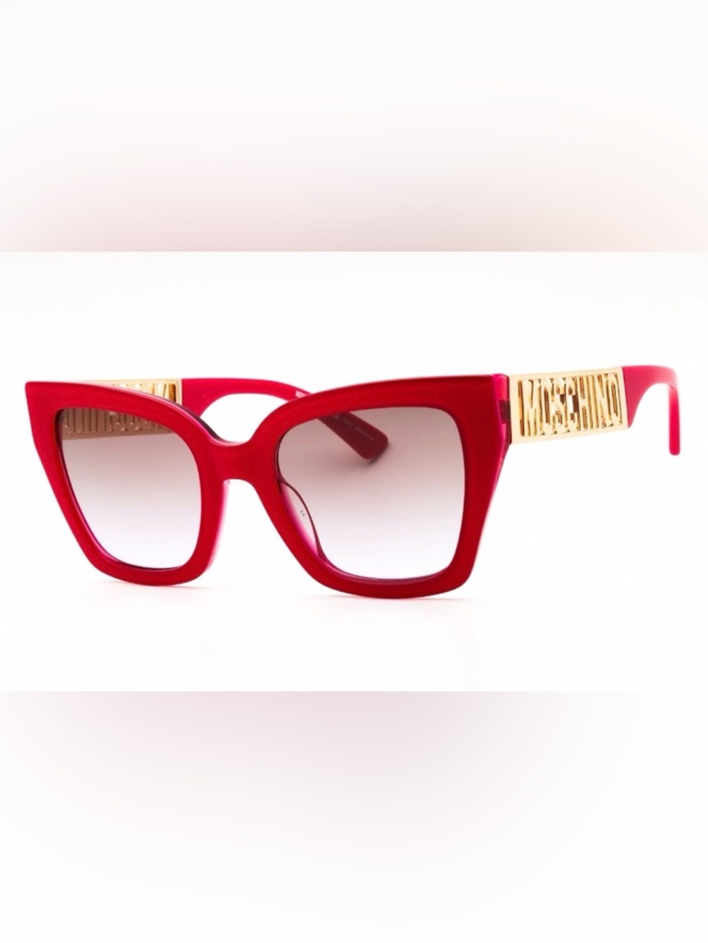 Moschino Fuschia Cat-Eye Sunglasses with Gold Logo Temples